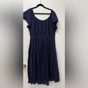 Navy Blue Eyelet Dress